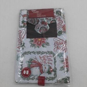 Winter Wonderland Tablecloth Vinyl Snowman Flannel Back New 60x84